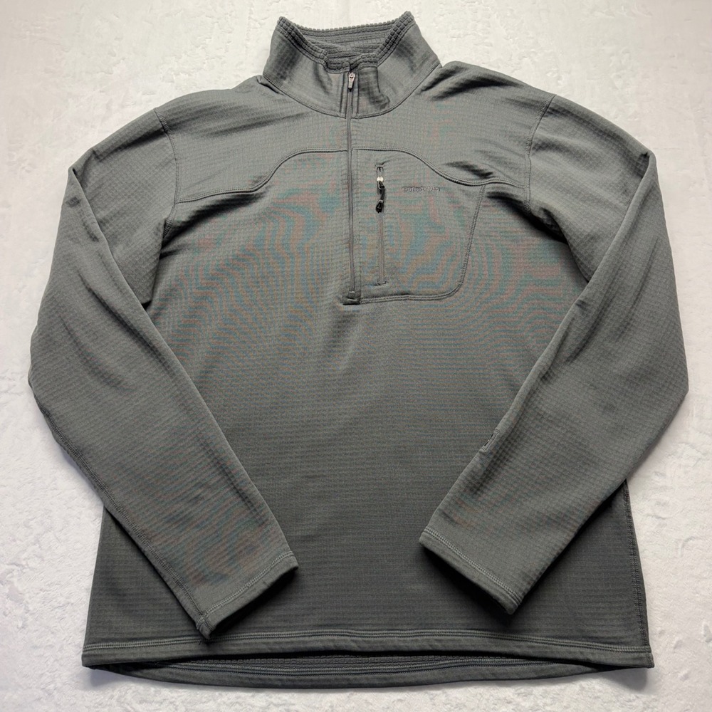 Patagonia R1 Pullover Fleece Large Gray Mens Polartec Regulator 1/2 Zip 40107
